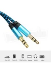 AUX Stereo 3.5mm Data Ses Örgü Kablo Mavi