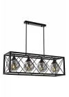 AV-60127-4Y-BSY Siyah Boyalı Modern Avize, E27, Metal, Cam, 80x22cm