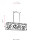 AV-60127-4Y-BSY Siyah Boyalı Modern Avize, E27, Metal, Cam, 80x22cm