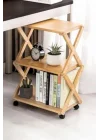 Bambu 3 Raflı Tekerlekli Sehpa Düzenleyici Raf Çok Amaçlı Organizer DB-0023