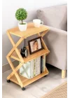 Bambu 3 Raflı Tekerlekli Sehpa Düzenleyici Raf Çok Amaçlı Organizer DB-0023
