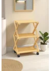 Bambu 3 Raflı Tekerlekli Sehpa Düzenleyici Raf Çok Amaçlı Organizer DB-0023