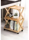 Bambu 3 Raflı Tekerlekli Sehpa Düzenleyici Raf Çok Amaçlı Organizer DB-0023