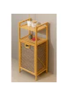 Bambu Çamaşır Sepeti Raflı & Banyo Rafı 40x30x95 cm