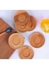 Bambu Yuvarlak Çay Tabağı Bardak Altlığı 6 lı Set, Dekoratif Bambu Altlık