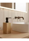Barotti Bambu Sıvı Sabunluk, Dikdörtgen Tasarım, Siyah Pompalı, Banyo ve Mutfak için Doğal Bambu Sabun Dağıtıcı