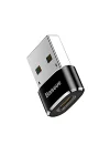 Baseus, Bilgisayar/Telefon Mini Hub Adaptörü, Siyah, 3A, Giriş: USB Type A 2.0, Çıkış: USB Type C,Seyahat Boy, Hafif