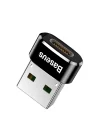 Baseus, Bilgisayar/Telefon Mini Hub Adaptörü, Siyah, 3A, Giriş: USB Type A 2.0, Çıkış: USB Type C,Seyahat Boy, Hafif