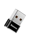 Baseus, Bilgisayar/Telefon Mini Hub Adaptörü, Siyah, 3A, Giriş: USB Type A 2.0, Çıkış: USB Type C,Seyahat Boy, Hafif