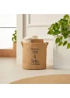 Baskılı Jüt Silindir Sepet //30x31
