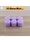 Baton Mum Mini 6lı Mor Renk Silindir Dekoratif Mumu Kandil Hediyelik Fitilli Mumlar Şamdan Kokusuz