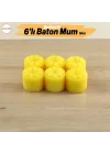Baton Mum Mini 6lı Sarı Renk Silindir Dekoratif Mumu Kandil Hediyelik Fitilli Mumlar Şamdan Kokusuz