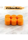 Baton Mum Mini 6lı Turuncu Silindir Dekoratif Mumu Kandil Hediyelik Fitilli Mumlar Şamdan Kokusuz