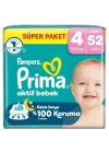 Bebek Bezi Aktif Bebek Süper Paket 4 Beden 52 Adet