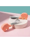 Bebek Filli Yemek Kısa Saplı Çocuk Paslanmaz Çelik Çatal Kaşık Pembe
