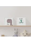 Bebek Odasına Özel Minimal Dinozor Tasarımlı Çerçeve 20 x 20 cm