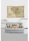 Bej Middle Earth Orta Dünya Haritası Leke Tutmaz Kadife Kumaş Duvar Örtüsü Duvar Halısı Tapestry YWLL389, 140 x 230