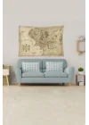 Bej Middle Earth Orta Dünya Haritası Leke Tutmaz Kadife Kumaş Duvar Örtüsü Duvar Halısı Tapestry YWLL389, 140 x 230