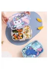 Bento 750ml Lunchbox Sevimli Dostlar Tek Katlı 3 Bölmeli Paslanmaz Çelik Sefer Tası Yemek Kutusu (Pembe Unicorn)