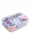 Bento 750ml Lunchbox Sevimli Dostlar Tek Katlı 3 Bölmeli Paslanmaz Çelik Sefer Tası Yemek Kutusu (Pembe Unicorn)