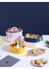 Beslenme Kutusu İki Katlı - Paslanmaz Çelik - 1900ml Yeni Nesil Beslenme Kabı Lunch Box (Mavi)