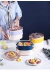 Beslenme Kutusu İki Katlı - Paslanmaz Çelik - 1900ml Yeni Nesil Beslenme Kabı Lunch Box (Mavi)