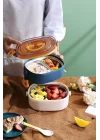 Beslenme Kutusu İki Katlı - Paslanmaz Çelik - 1900ml Yeni Nesil Beslenme Kabı Lunch Box (Mavi)