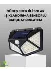 Mey İthalat® 100 LED Solar Lamba Hareket Algılamalı Bahçe Duvar Dış Mekan Aydınlatma