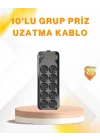 Mey İthalat® 10’lu Çoklu Priz Termal Korumalı USB Type-C Çıkışlı 2500W Uzatma Kablosu