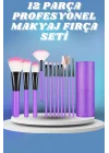 Mey İthalat® 12 Parça Yumuşak Uçlu Makyaj Fırça Set-Göz ve Yüz Makyajı İçin Fırça Seti Profesyonel Makyaj Seti