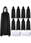 Mey İthalat® 120 cm Siyah Kapüşonlu Pelerin ve Boyanabilir Karton Maske 8’li Set