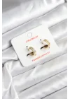 Mey İthalat® 14K Gold Renk Kaplama CM Kadın Küpe