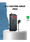 Mey İthalat® 2 Metre Güçlü Çoklu Priz 8 Soket