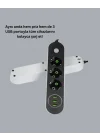 Mey İthalat® 2 Metre Kablolu 3 USB Portlu Anahtarlı Üçlü Priz