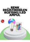 Mey İthalat® 2025 RGB LED Ampul Uzaktan Kumandalı Renkli Işık A Kalite
