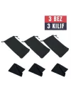Mey İthalat® 3 Adet Gözlük Kılıfı + Bez Seti