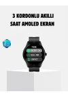 Mey İthalat® 3 Kordonlu AMOLED Akıllı Saat – Sağlık Takipli