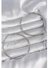 Mey İthalat® 316 Çelik Gümüş Renk 63 mm Halka Model Kadın Küpe