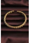 Mey İthalat® 316L Çelik Altın Renk Kalın Yassı Örgü Model Erkek Bileklik