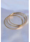 Mey İthalat® 316L Çelik Gold Renk 3lü Ajda Model Kadın 60 mm Bilezik