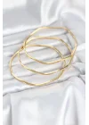 Mey İthalat® 316L Çelik Gold Renk 65 mm Ajda Zikzak Model 3lü Kadın Bileklik