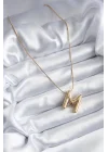 Mey İthalat® 316L Çelik Gold Renk Bubble M Harf Model Kadın Kolye