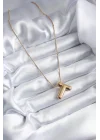 Mey İthalat® 316L Çelik Gold Renk Bubble T Harf Model Kadın Kolye
