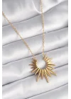 Mey İthalat® 316L Çelik Gold Renk Güneş Model Vintage Kadın Kolye