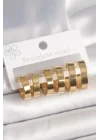 Mey İthalat® 316L Çelik Gold Renk Halka Model Kadın Küpe Seti