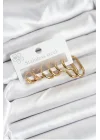 Mey İthalat® 316L Çelik Gold Renk Kadın Küpe Seti
