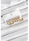 Mey İthalat® 316L Çelik Gold Renk Kadın Küpe Seti
