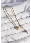 Mey İthalat® 316L Çelik Gold Renk Kalp Model Love Kolye