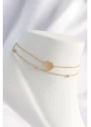 Mey İthalat® 316L Çelik Gold Renk Kalp Tasarımlı 2li Halhal