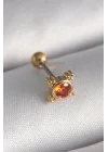 Mey İthalat® 316L Çelik Gold Renk Turuncu Zirkon Taşlı Tragus Piercing